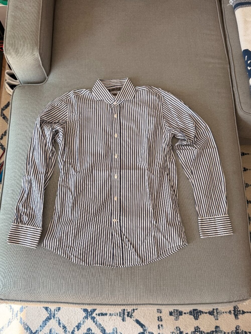 Vakko Comfort Fit, White/Blue Poplin Shirt, 39/15.5
